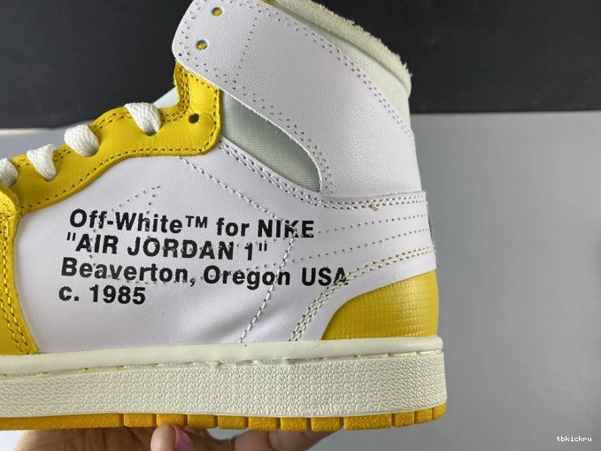 Cheap TBkick x White NRG Dark Powder Air AQ0818-149 Jordan Yellow-Cone 1 Off-White 0802
